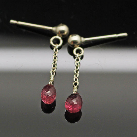 Silver Pink Sapphire 'Raindrop' Earrings