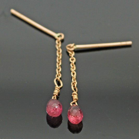 Rose Gold Pink Sapphire 'Raindrop' Earrings