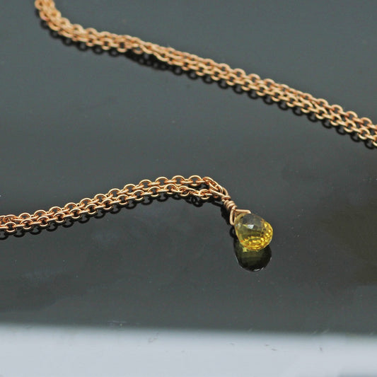 Rose Gold Yellow Sapphire 'Raindrop' Necklace