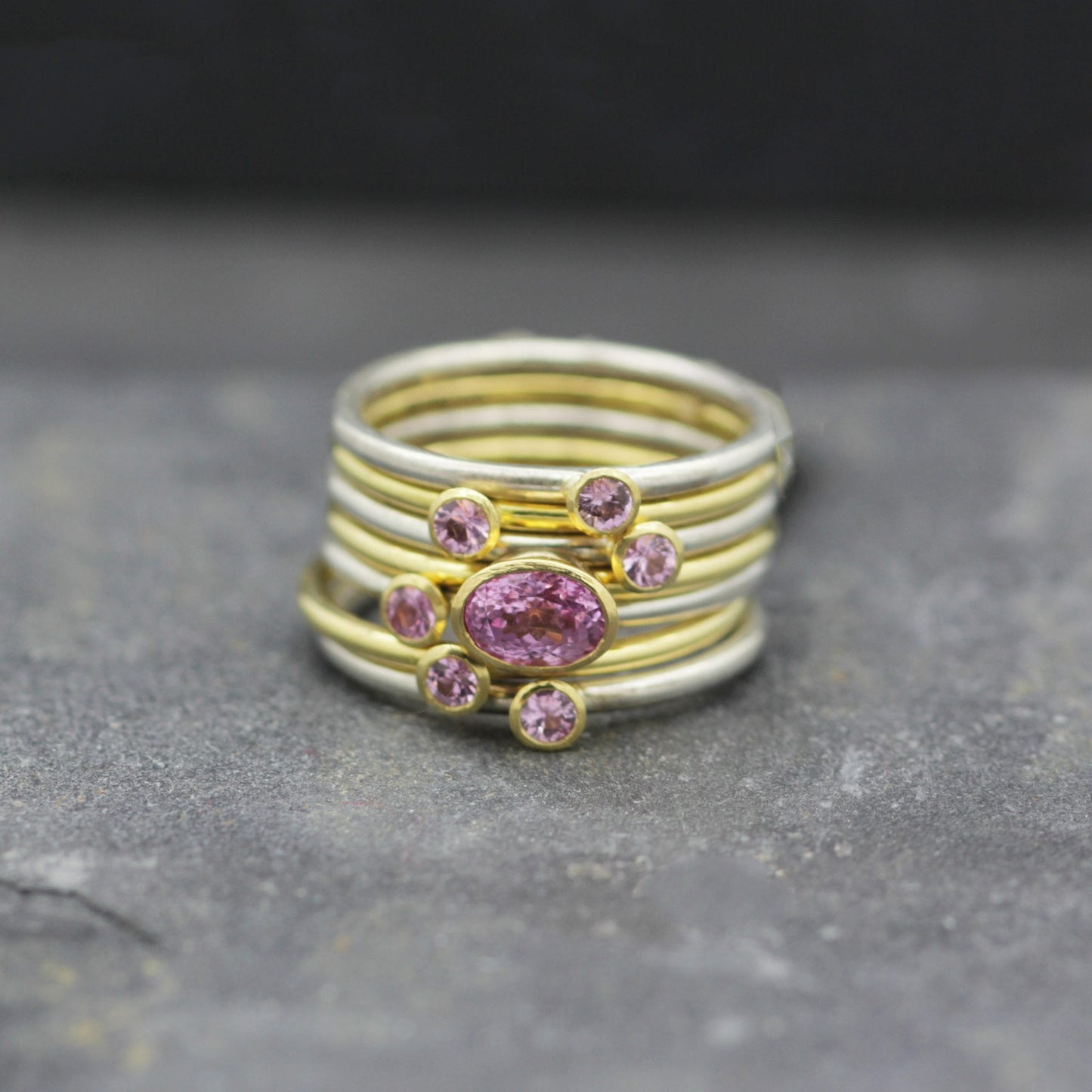 Pink Sapphire Briscall Stacking Rings