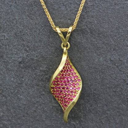 18ct & Ruby Vesica Twist Pendant